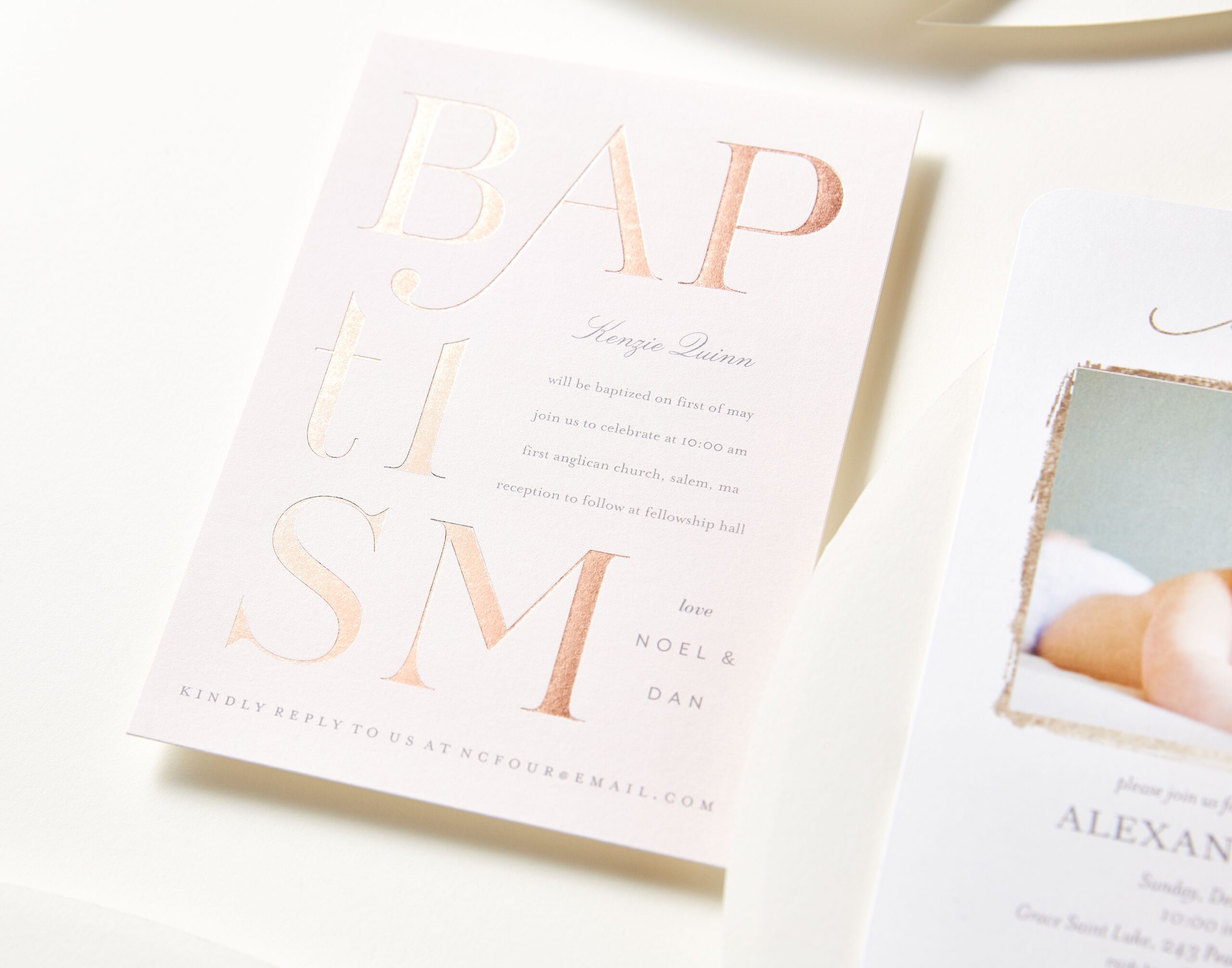 foil baptism invitation