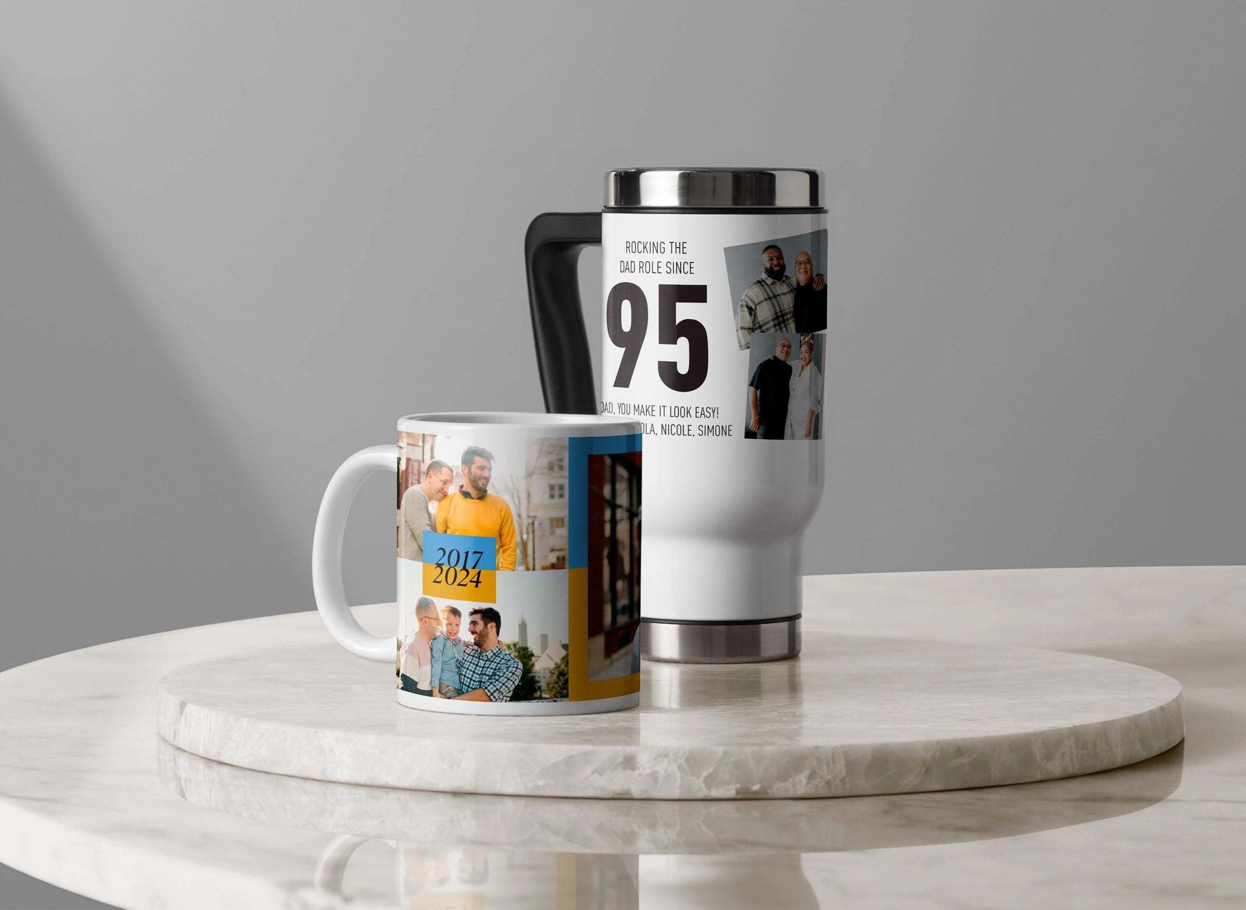 father's day photo mug and travel mug