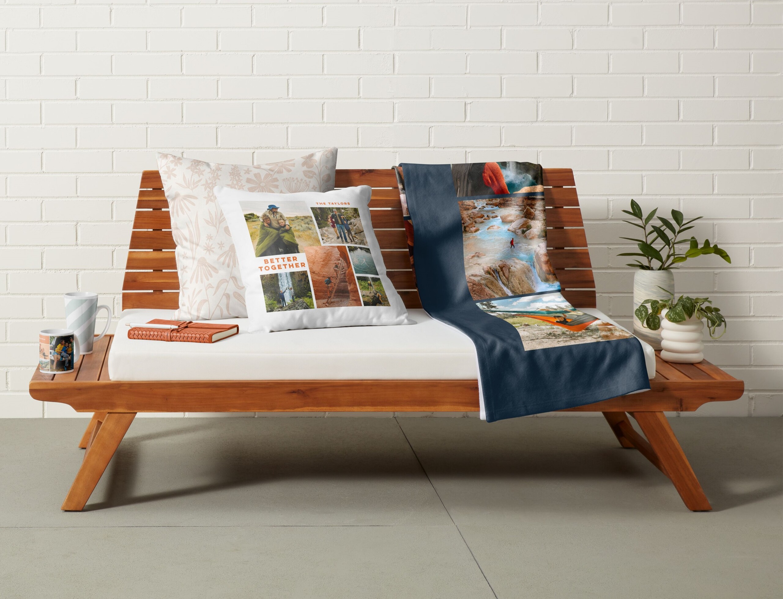 custom blankets and pillows with photos displayed on them