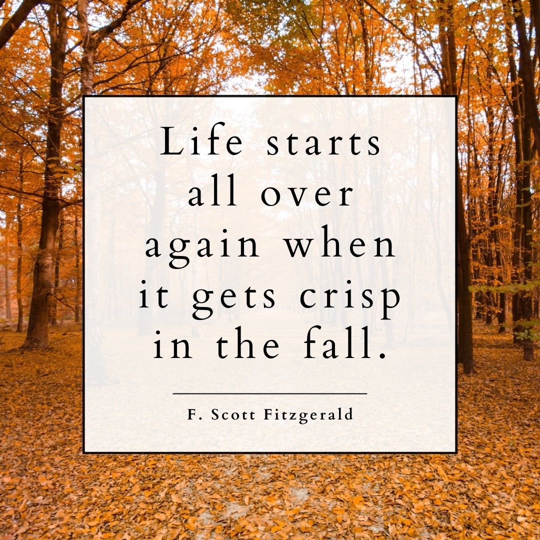 "Life starts all over again when it gets crisps in the fall." - F. Scott Fitzgerald