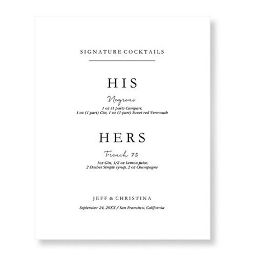 signature cocktails wedding sign