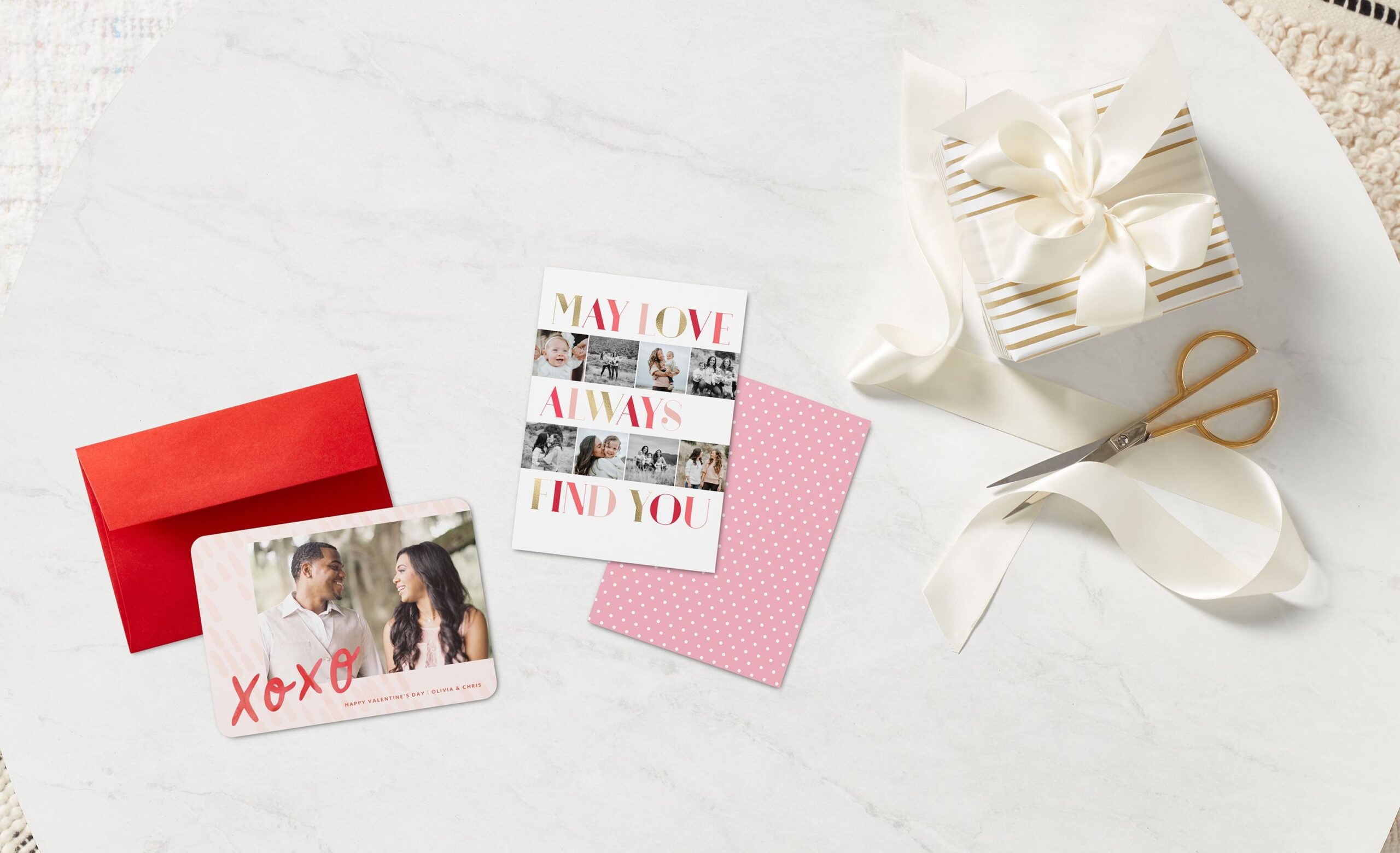 two valentine's day cards with photos