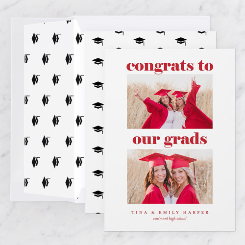 graduation announcement with two girls