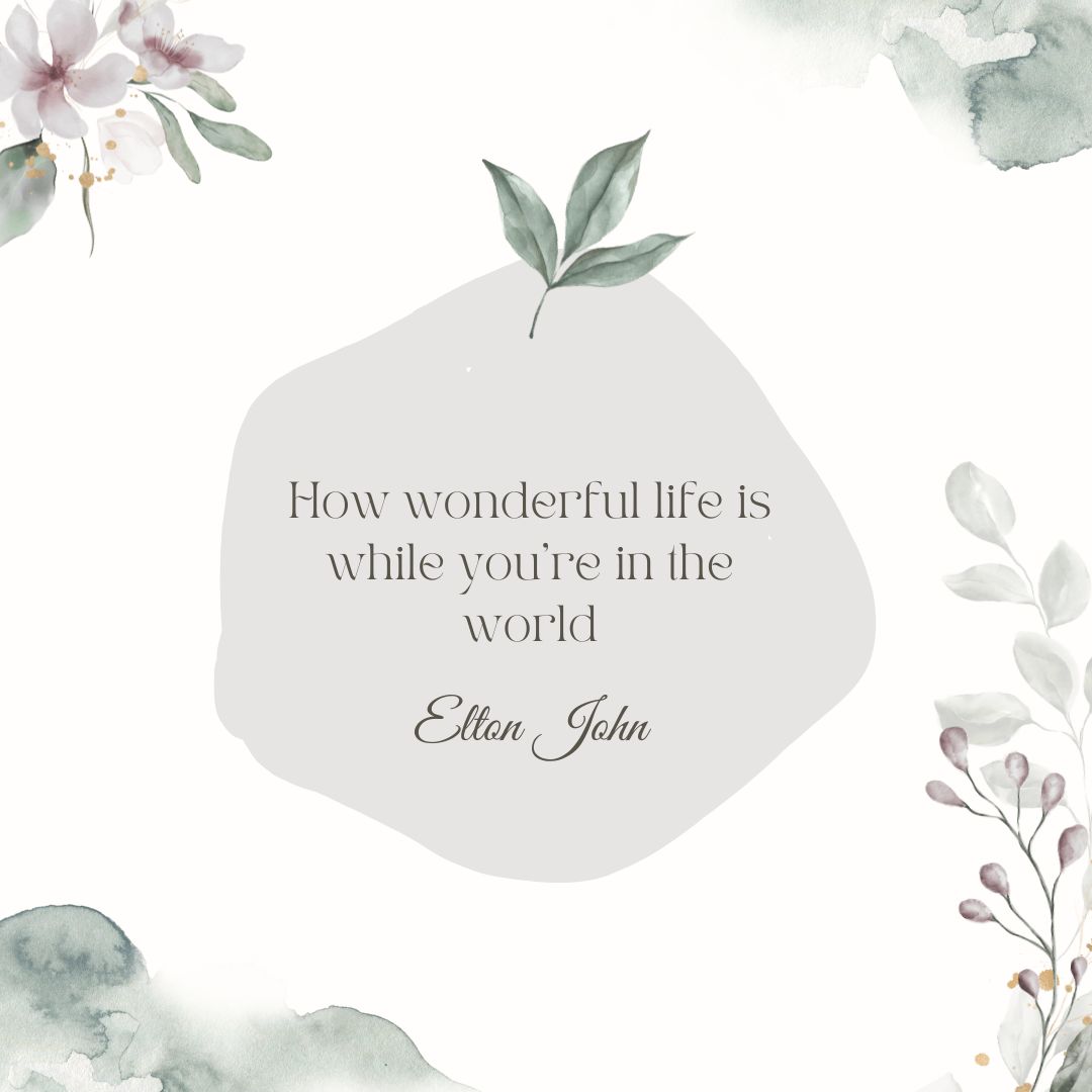 "How wonderful life is while you're in the world" - Elton John