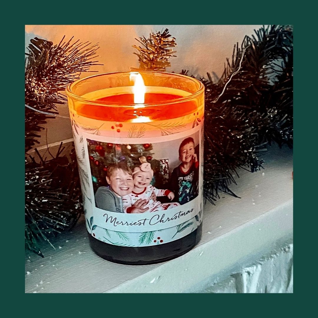 glass photo candle