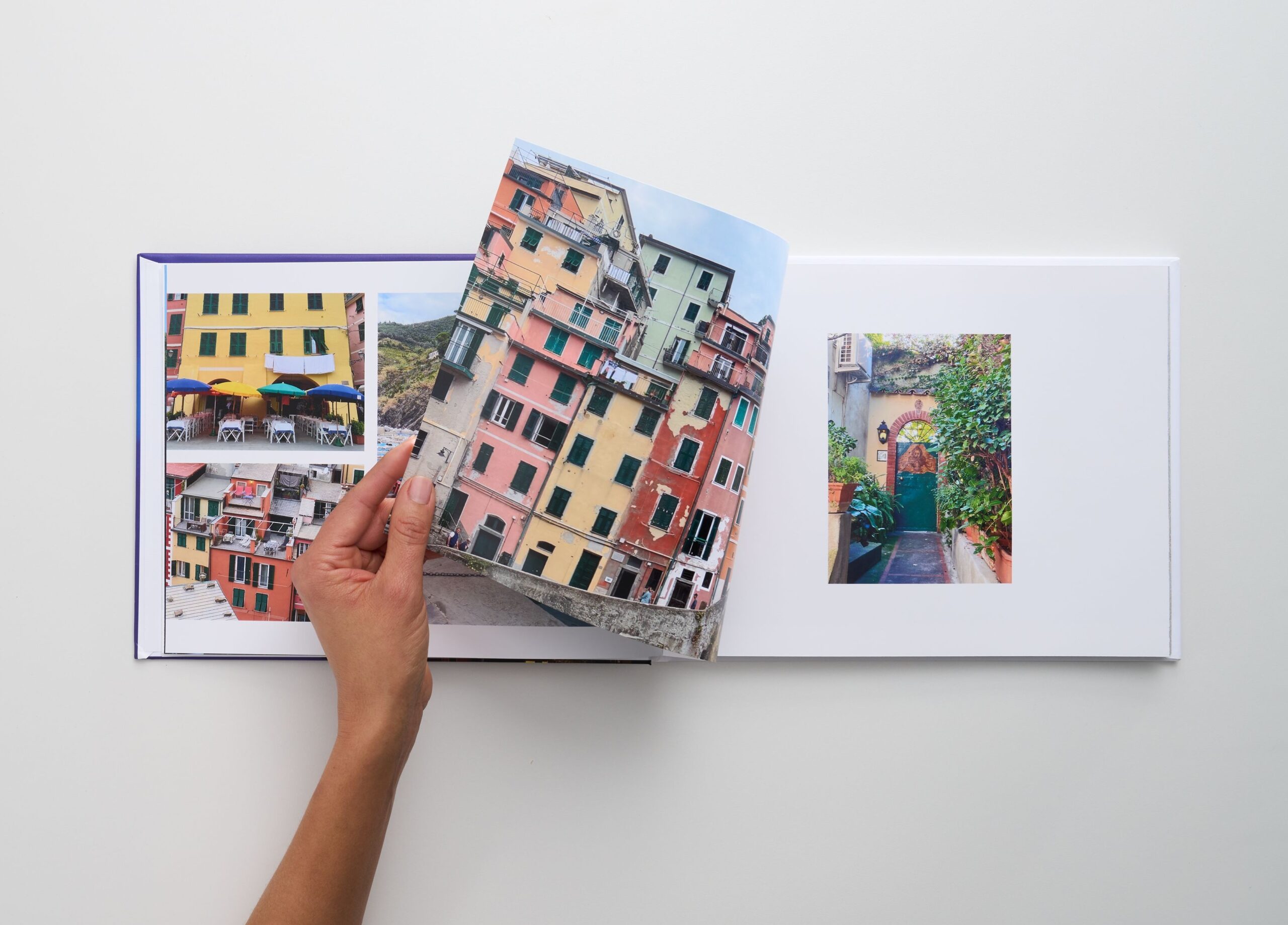 open photo book with travel photography