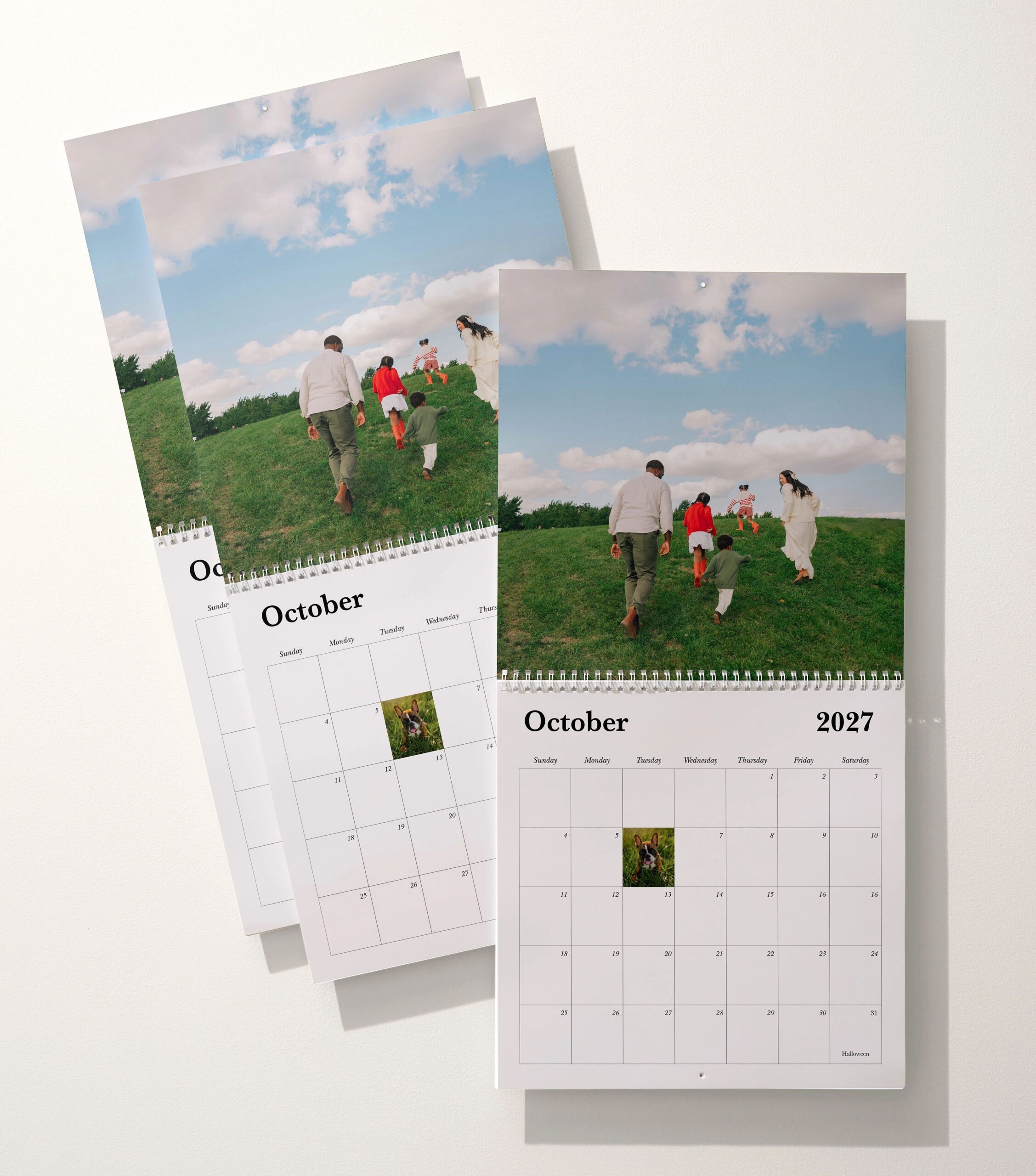 multiple copies of the same photo wall calendar