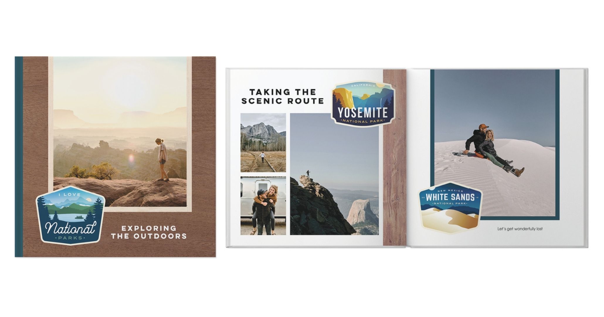 travel photo book with pictures of yosemite