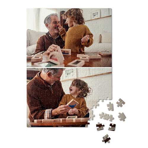 photo puzzle with grandpa and grandchild