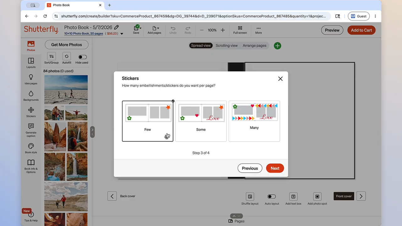 autofill in shutterfly photo book builer